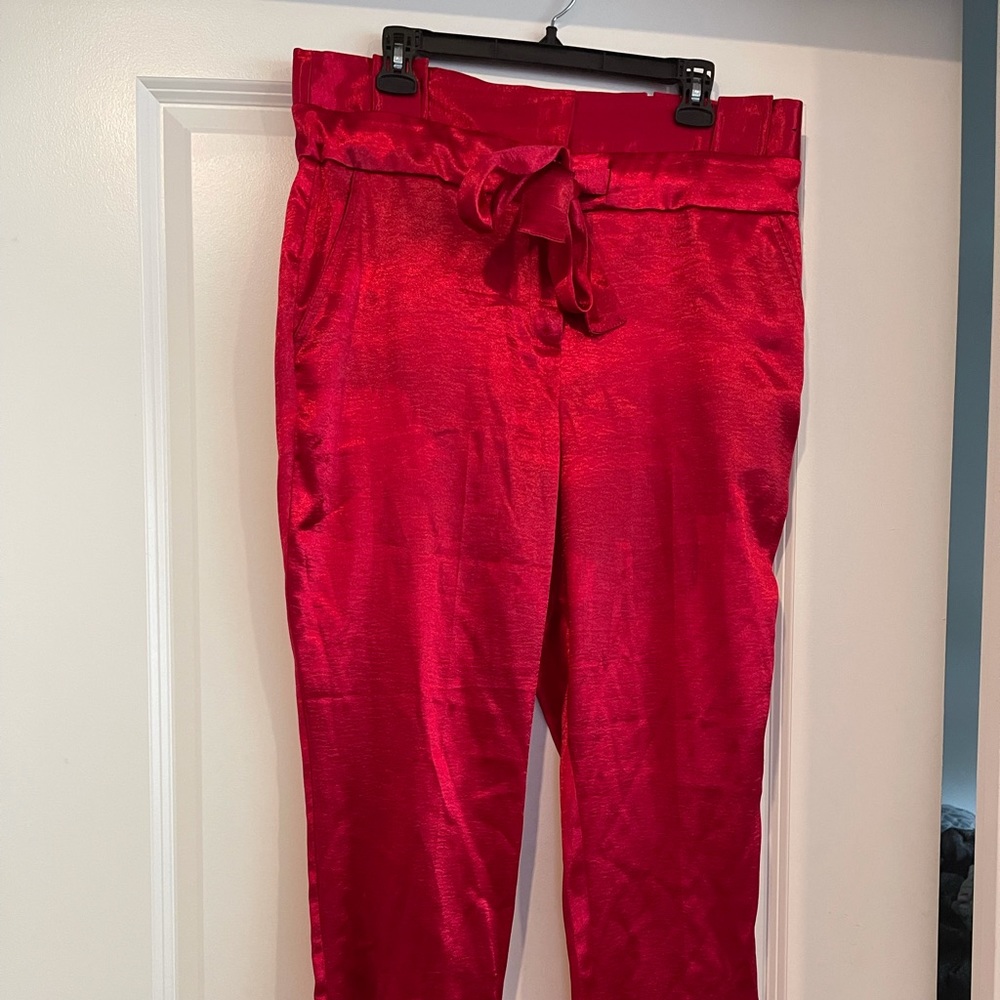 Metallic Red Pants